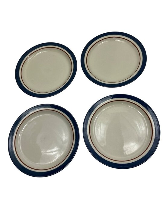 Finesse Other - Set Of 4 Finesse Tralee Stoneware Plates Blue & Beige Oven Microwave Dishwasher